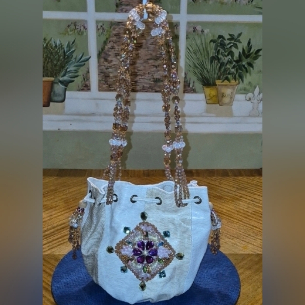 Mary Frances:Beautiful Leather Embellished BucketBag Perfect For an Evening Out.
